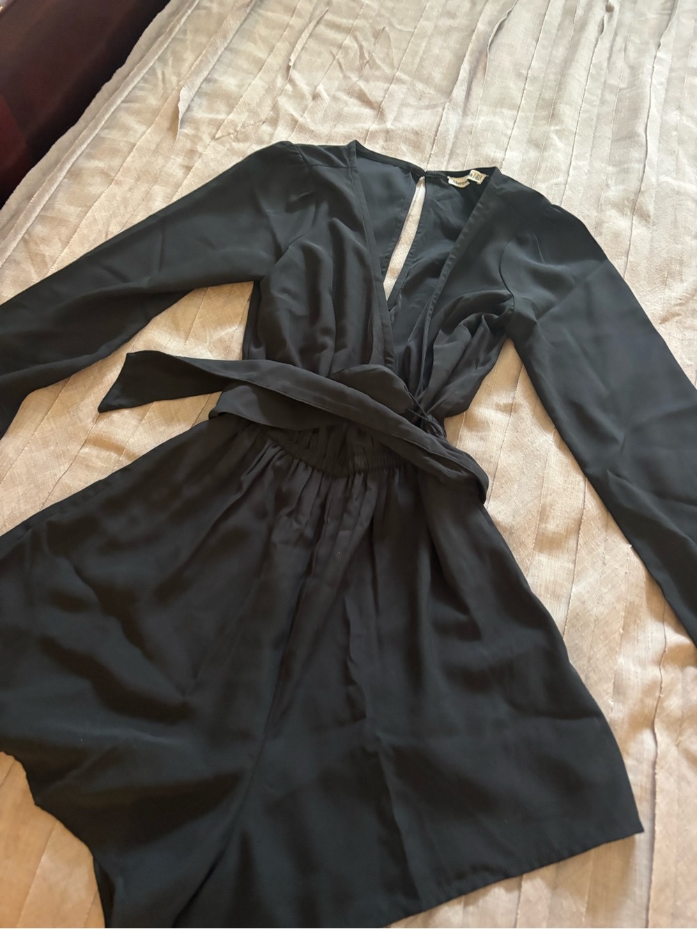 Abercrombie & Fitch Black Long-Sleeve Wrap Dress